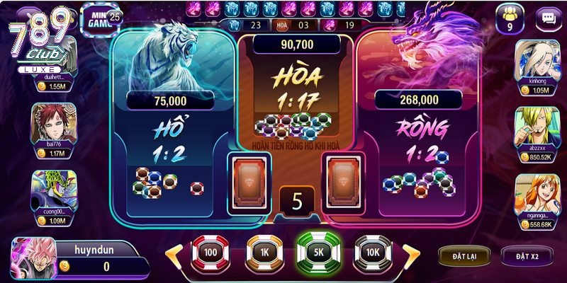 Theo dõi số lượng bài Rồng Hổ đã chia từ cổng game